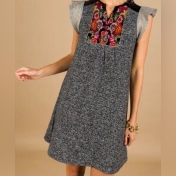 THML Dresses & Skirts - THML Dress with Floral Embroidery